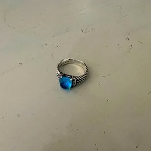 David Yurman Petite Wheaton Diamond Blue Topaz Sz 6